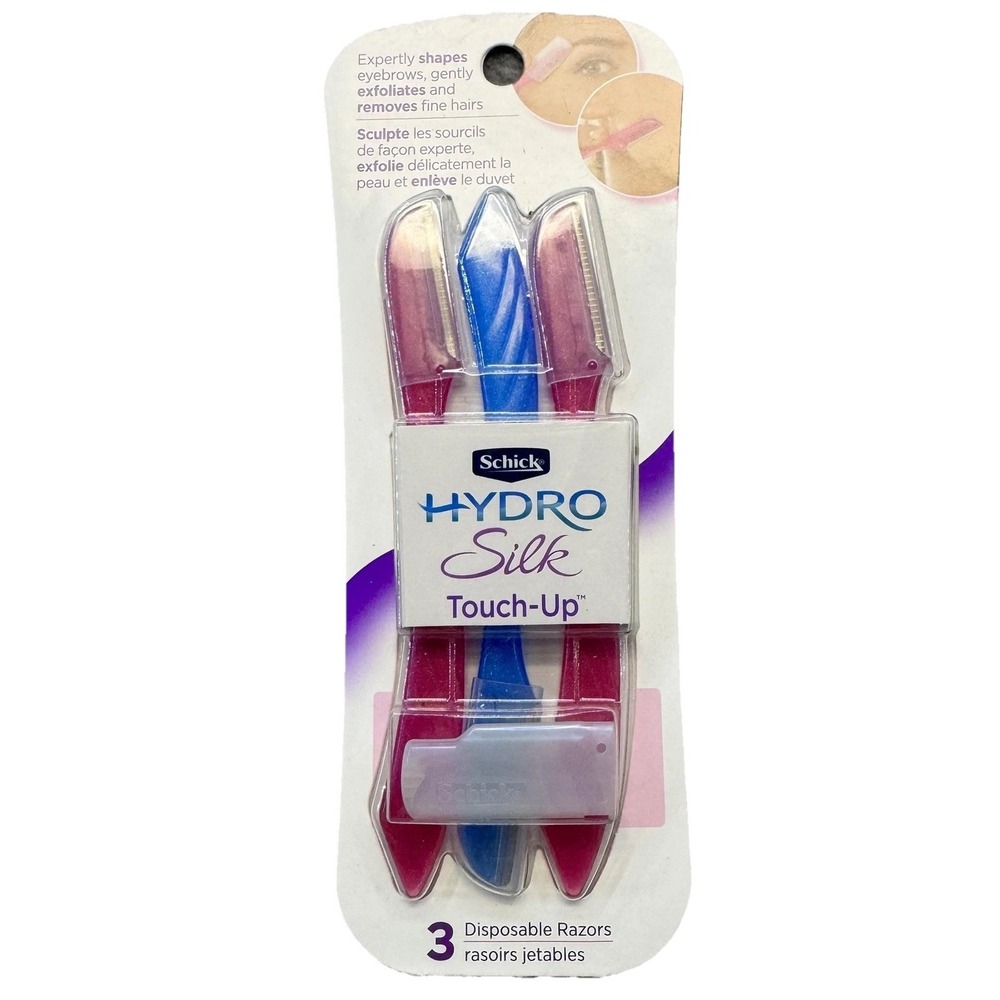 Schick Hydro Silk Touch-Up Dermaplaning Razors 3 Count Women Face Eyebrow NEW